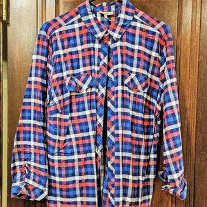 12. Hester & Orchard Plaid Check Button Up Shirt Relaxed Fit Blue,Pink,White XL